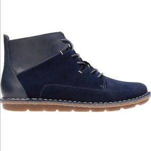 Navy blue suede lace up boots